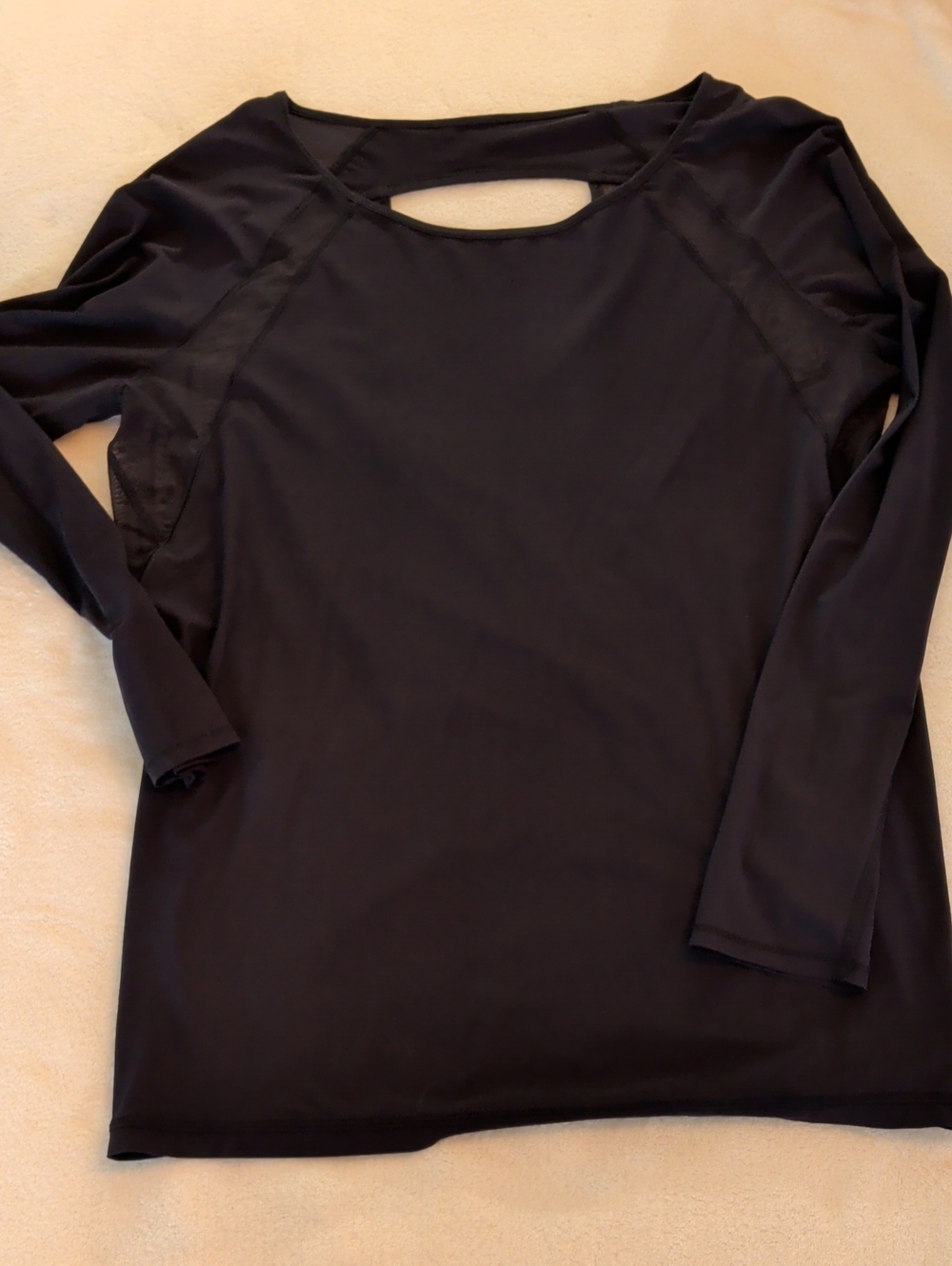 Lululemon Mesh Black Long Sleeve Cutout Active Top